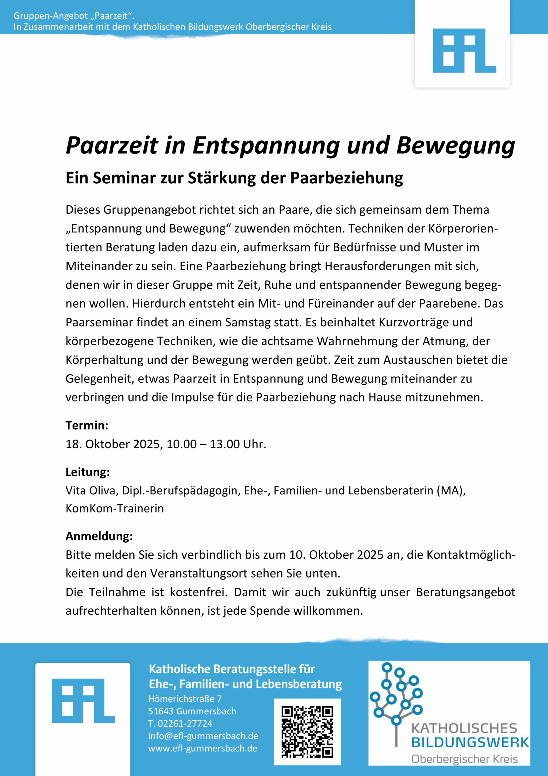Paarzeit in Entspannung und Bewegung
